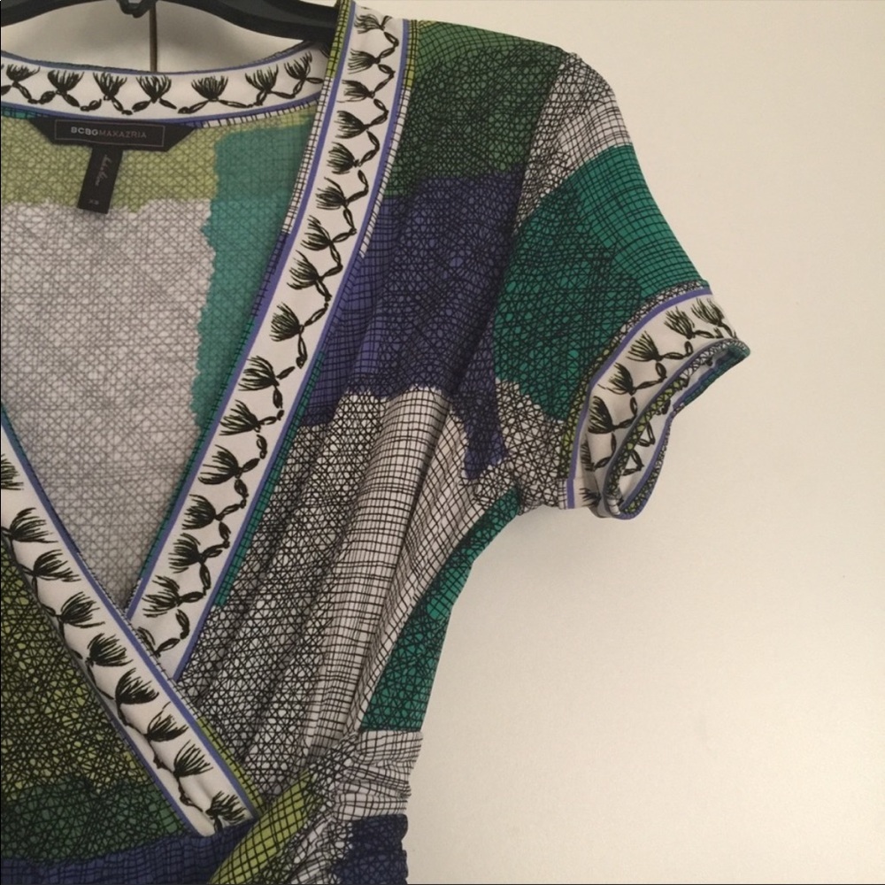 BCBGMaxAzria printed jersey tie-front dress XS - Picture 7 of 8